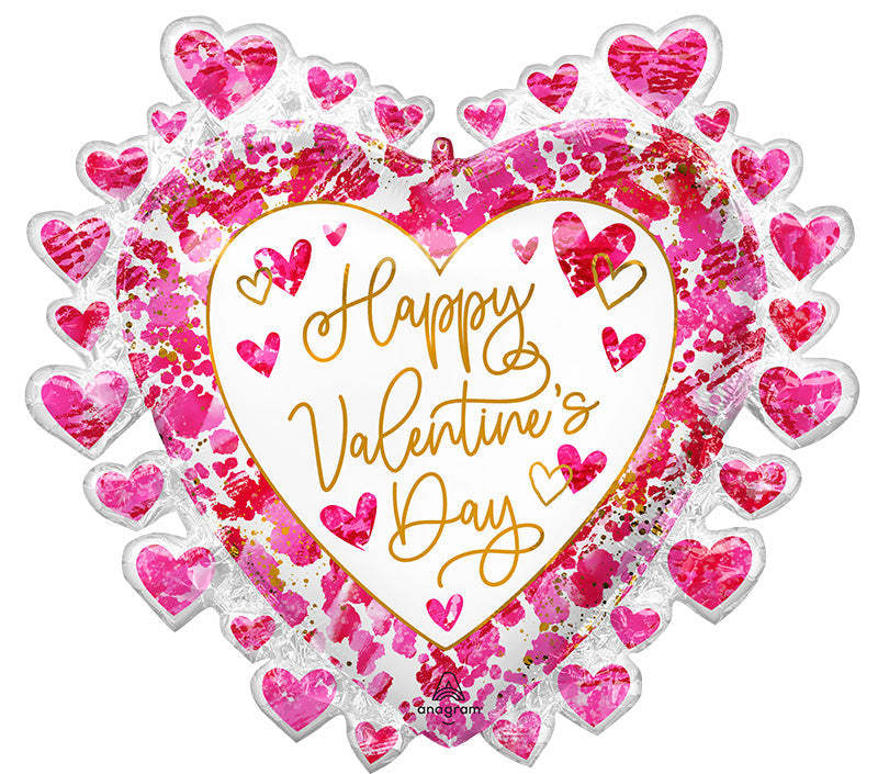 Flat Not Inflated 27" Heartful Valentine's Day Foil Balloon Made By Anagram Amscan Leader in Foil Balloons/MD