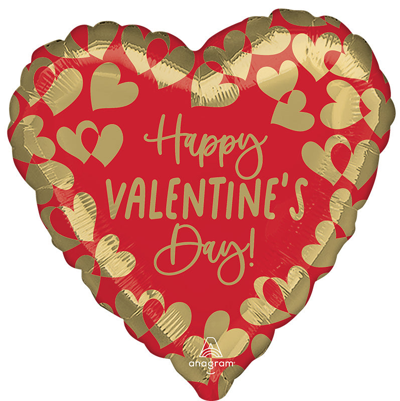 28" Golden Happy Valentine's Day Foil Balloon