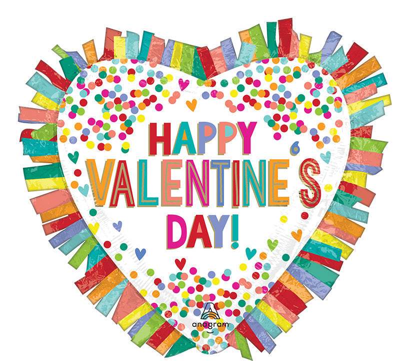 25" Valentine's Day Rainbow Fringe Foil Balloon