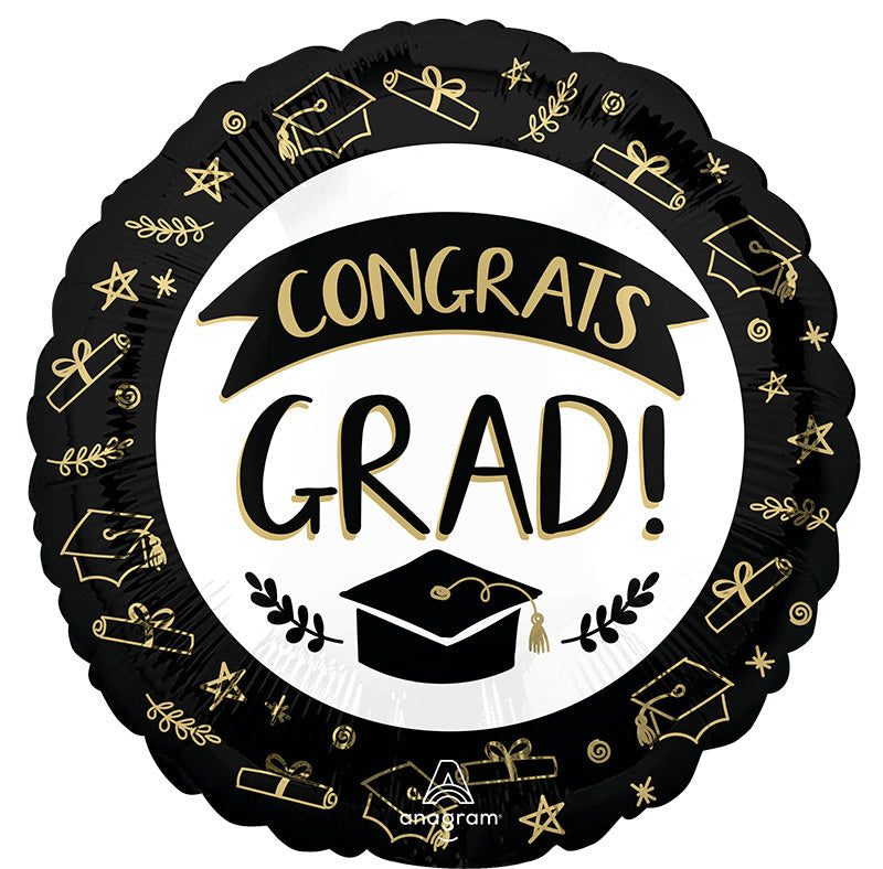 18" Sketched Congrats Grad Foil Balloon
