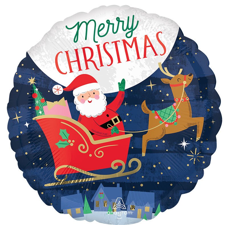 18" Starry Night Merry Christmas Foil Balloon