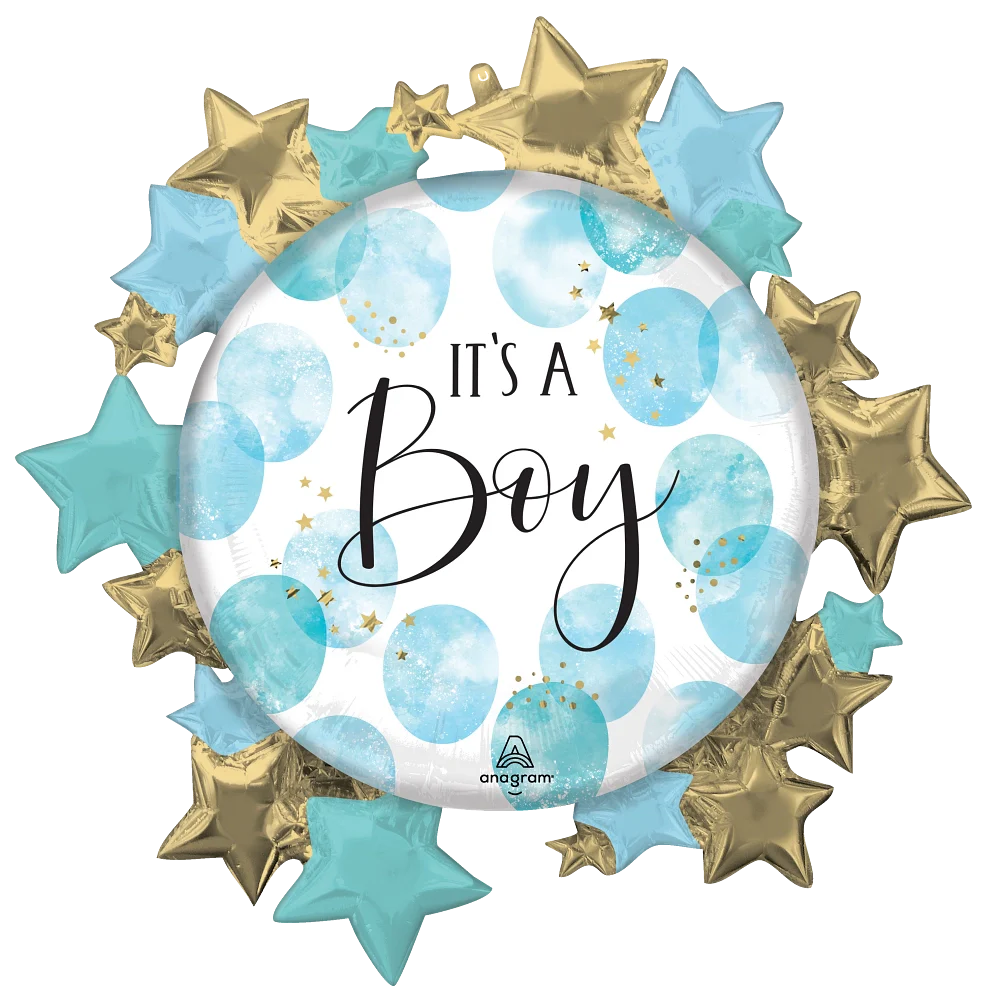 SuperShape Baby Boy Blue Watercolor Foil Balloon