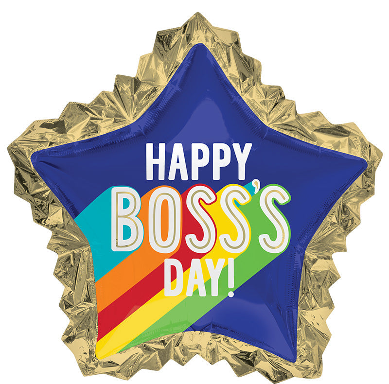 Uninflated Foil Balloons Made By Anagram Balloons with Product Code 46931 Satin Boss's Day Stripes Star Front