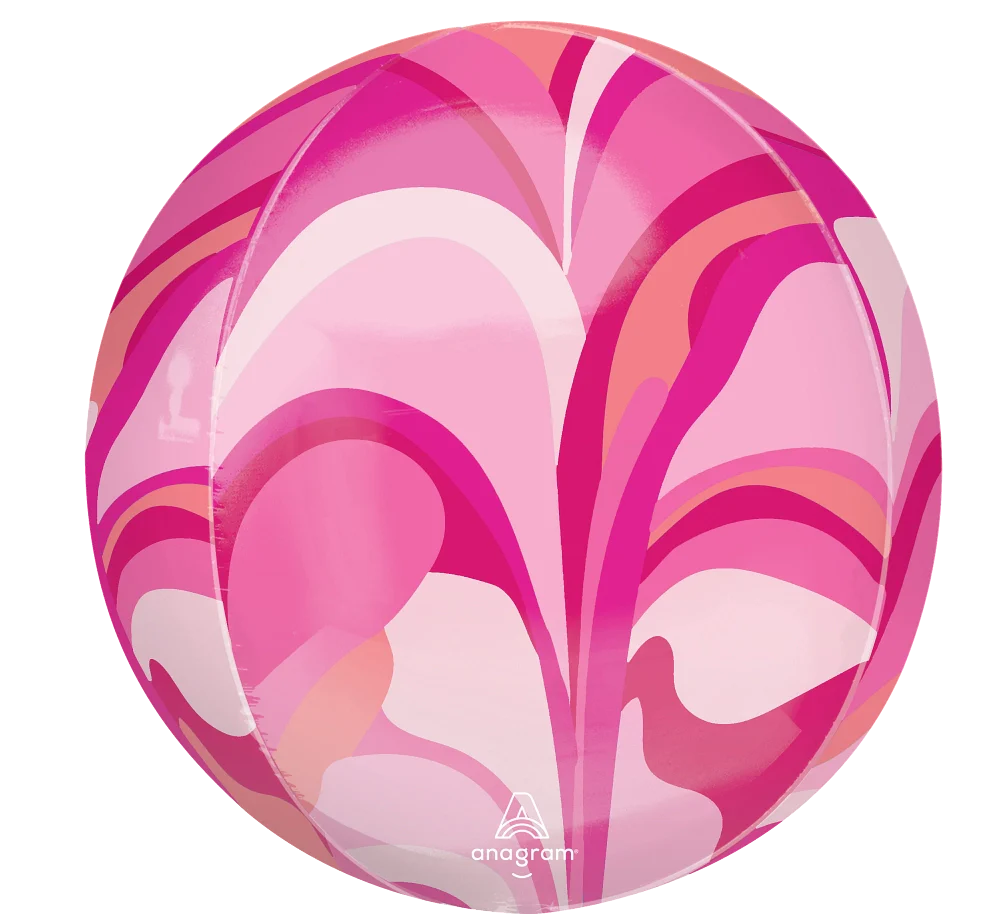 16 Inches Jumbo Orbz Pink Macro Marble Foil Balloon