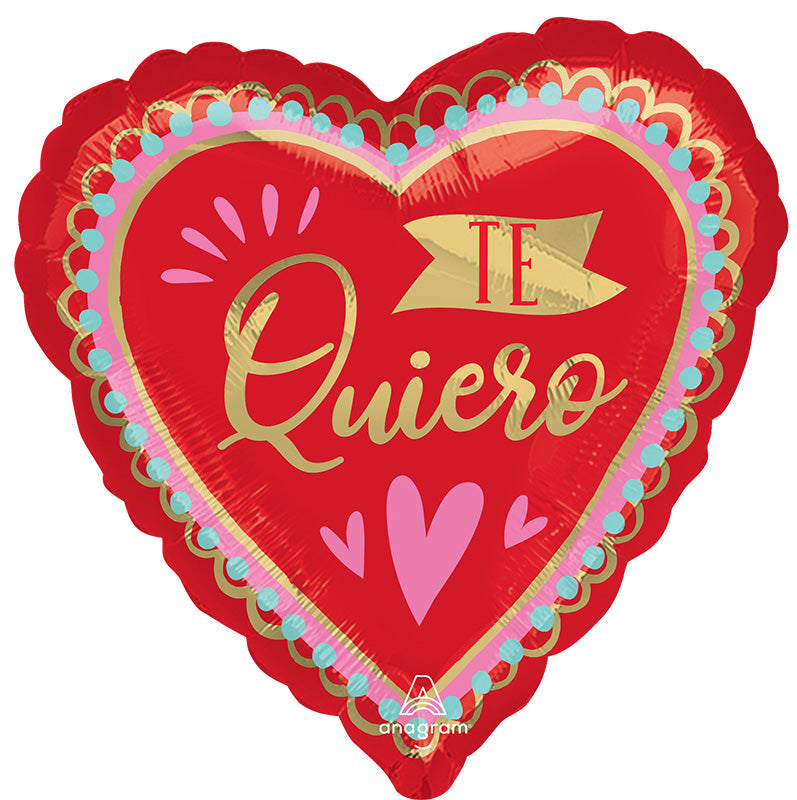 Uninflated 18 Inches Te Quiero Artistic Affection Foil Balloon Manufacturered By Anagram/MD