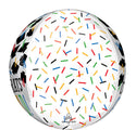 A 16" Orbz foil balloon by Anagram/MD featuring Hats Off Congrats Grad design with colorful confetti lines, black graduation caps, and "Congrats" text partially visible on the left side. Anagram logo is near the bottom.