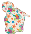 The 26" Jumbo Supershape Moana Foil Balloon by Anagram/MD features Moana with vibrant tropical flowers and leaves in orange, pink, purple, green, and blue on a white background.