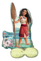 The 39" Airfill Only AirLoonz Junior Moana Foil Balloon by Anagram/MD features Moana with her oar, joined by Pua and Hei Hei, set against an ocean backdrop.