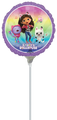 The 9" Airfill Only Gabby's Dollhouse Foil Balloon by Anagram/MD features Gabby with Pandy Paws and MerCat on a colorful rainbow background plus the show’s logo; sticks sold separately.