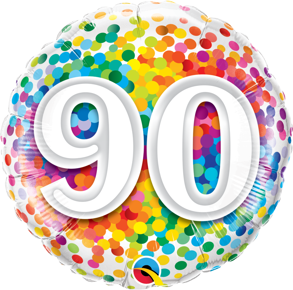 18 Inches 90 Rainbow Confetti Foil Balloon Made by Qualatex