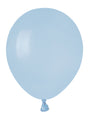 A single 5″ Gemar latex balloon in standard marshmallow powder blue, from Gemar’s high-quality collection, is shown inflated with a tied end and isolated on a white background.