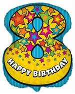 25" Number 8 Happy Birthday Shape Foil Balloon