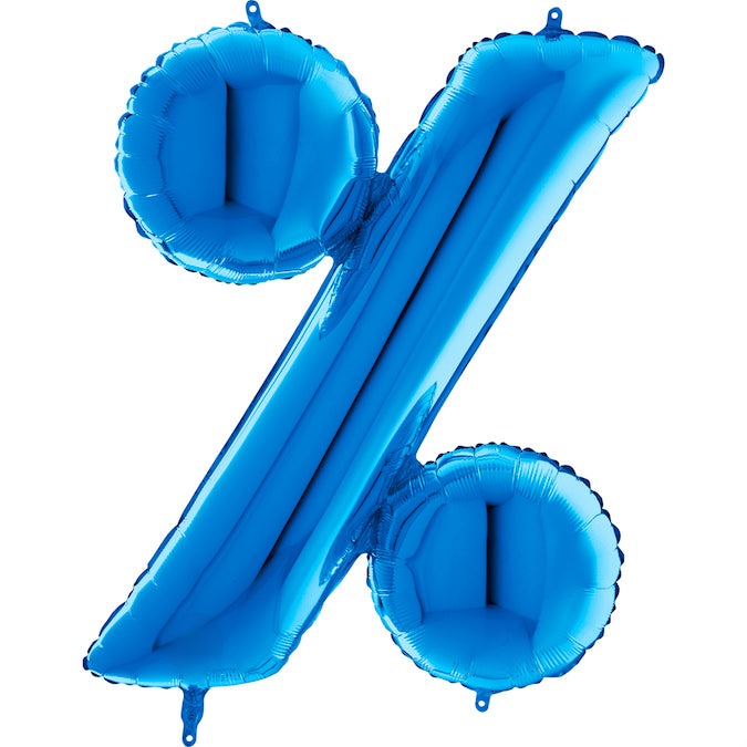 40" Symbol Percentage Blue Foil Balloon