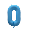 A 34" Deco Number 0 Neon Blue Balloon by Decochamp, shaped like the number zero, is displayed against a plain white background.