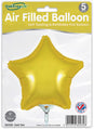 Oaktree's 9" Gold Star Foil Balloons, airfill only with self-sealing valve, come in a pack of 5. Made in the UK, these refillable balloons feature a gold star design and are perfect for decorating any event.