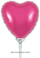 The 9" Airfill Only Pink Heart Foil Balloon by Oaktree (5 per pack) features a shiny, heart-shaped design with a self-sealing valve. Shown with balloon cup & stick for display only; Balloon Cup & Stick Not Included.