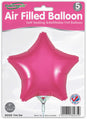 A pack of five Oaktree 9" pink star-shaped foil balloons, air-fill only with a self-sealing valve. The packaging displays one inflated balloon.
