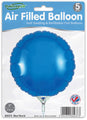 Oaktree 9" blue round foil balloons, air-fill only with self-sealing valves. Pack includes 5 refillable balloons. Balloon cup and stick not included.