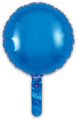 A shiny, round blue Oaktree Brand foil balloon (9", airfill only with self-sealing valve) is shown against a white background.