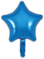 A shiny blue star-shaped Oaktree foil balloon, 9" airfill only with a self-sealing valve and small bottom tab, shown against a white background. Comes in a pack of 5.