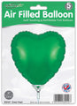The 9" Oaktree Airfill Only Green Heart Foil Balloon pack contains 5 self-sealing, refillable balloons. Made in the UK, each balloon is heart-shaped and green.
