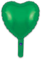 The 9" Oaktree Brand green heart foil balloon (airfill only, self-sealing valve) features a long stem and comes in packs of 5, shown against a white background.