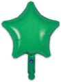 A shiny green star-shaped Oaktree foil balloon, 9", airfill only with a self-sealing valve and short tail, is shown isolated on a white background. Sold in packs of 5.