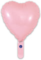 A matte pink 9" heart-shaped Oaktree foil balloon with a bottom handle, self-sealing valve, and airfill only, shown isolated on a white background. Pack of 5.