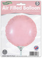 The Oaktree 9" Matte Pink Round Foil Balloons (5 per pack) are air-fill only, self-sealing, refillable, and made in the UK.