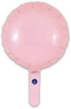 A 9" matte pink round foil balloon by Oaktree, airfill only with a self-sealing valve, featuring an attached handle and sold in packs of 5, shown against a white background.