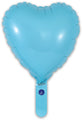 A matte blue 9" heart-shaped Oaktree foil balloon with a self-sealing valve and handle, air-fill only, comes in packs of 5.