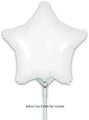A matte white star-shaped 9" Oaktree brand foil balloon (air-fill only, self-sealing valve, 5 per pack). Cup & stick not included.