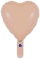 The Oaktree 9" Matte Nude Heart Foil Balloon (5 per pack) is a heart-shaped balloon with a handle, featuring a self-sealing valve, perfect for air filling. It has a pale pink nude shade and is shown isolated on a white background.