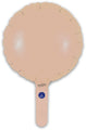The Oaktree 9" matte nude round foil balloon (airfill only, with self-sealing valve) has a beige finish and comes in a 5-pack; it is round with a handle-like base and a small blue sticker near the bottom.