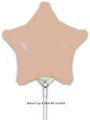 A 9" matte nude star-shaped foil balloon by Oaktree, airfill only with self-sealing valve, attached to a white stick. Text below reads: Balloon cup & stick not included. Pack of 5.