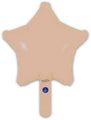 A 9" matte nude star-shaped Oaktree brand foil balloon with a self-sealing valve and handle, featuring a small blue sticker near the base, isolated on a white background.