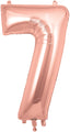 34" Number 7 Rose Gold Oaktree Foil Balloon