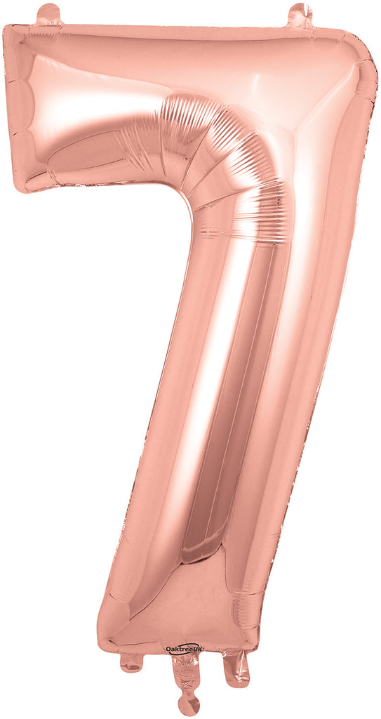 34" Number 7 Rose Gold Oaktree Foil Balloon