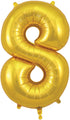 34" Number 8 Gold Oaktree Foil Balloon