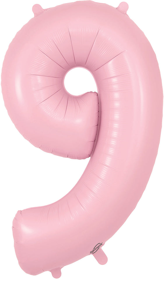 34" Number 9 Matte Pink Oaktree Foil Balloon
