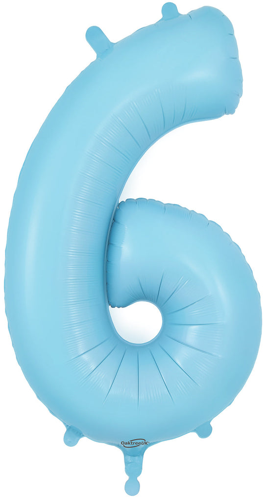 34" Number 6 Matte Blue Oaktree Foil Balloon