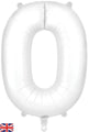 34" Number 0 Matte White Oaktree Foil Balloon