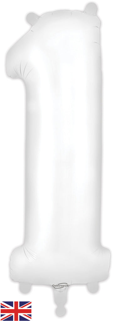 34" Number 1 Matte White Oaktree Foil Balloon