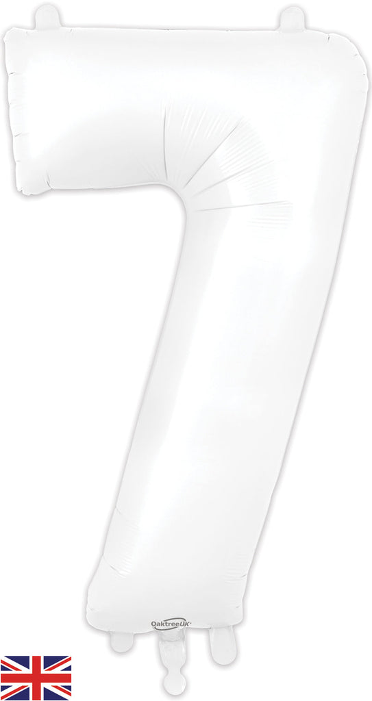 34" Number 7 Matte White Oaktree Foil Balloon