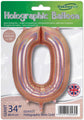 The Oaktree 34" Number 0 Holographic Rose Gold Foil Balloon comes packaged and can be inflated with helium or air.
