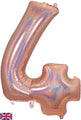 34" Number 4 Holographic Rose Gold Oaktree Foil Balloon