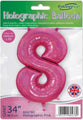 The Oaktree 34" Number 8 Holographic Pink Foil Balloon comes with inflation instructions and features a British flag on the packaging to show its UK design.
