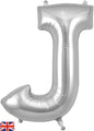 34" Letter J Silver Oaktree Brand Foil Balloon