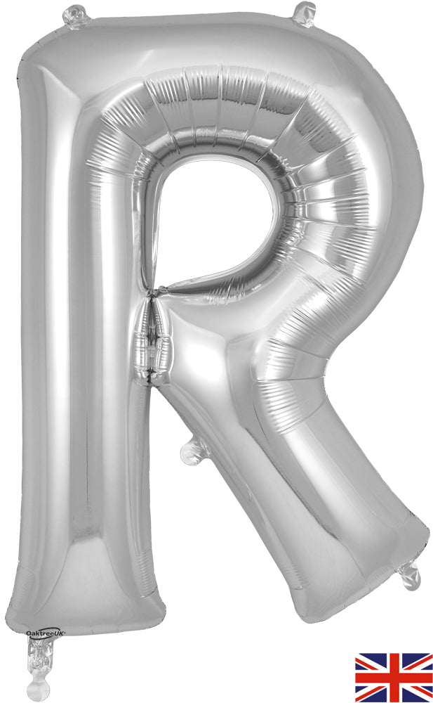 34" Letter R Silver Oaktree Brand Foil Balloon