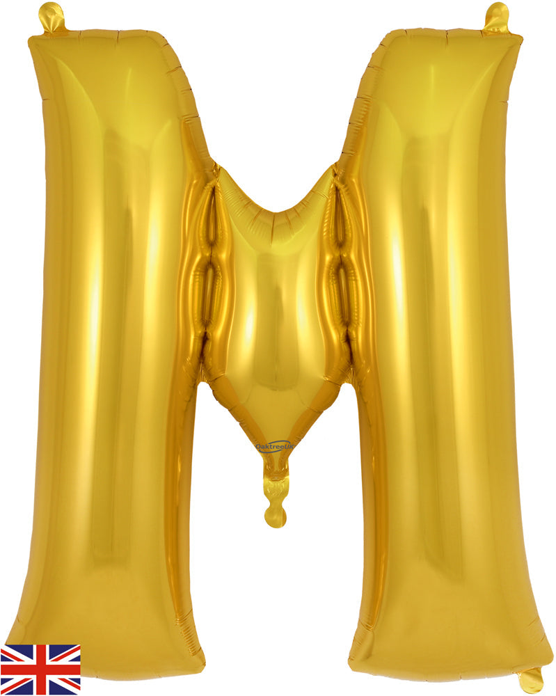 34" Letter M Gold Oaktree Brand Foil Balloon